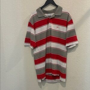Nike Men's Red, White & Gray Striped Polo